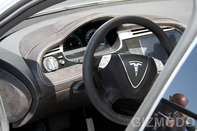 Illustration for article titled Tesla Model S Electric Sedan Prototype Has a Giant Touch Dashboard